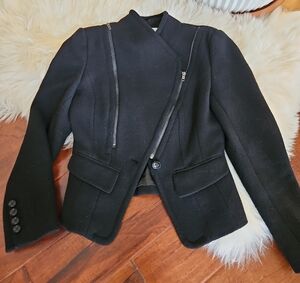 Pink Martini Elegant Black Blazer with Zipper Details